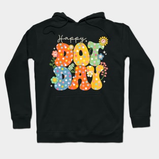 Happy Dot Day Flowers Smile Face Groovy Teacher Kids Hoodie